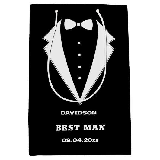 Groomsmen voorstel tas, team bruidegom gepersonali medium cadeauzakje (Voorkant)