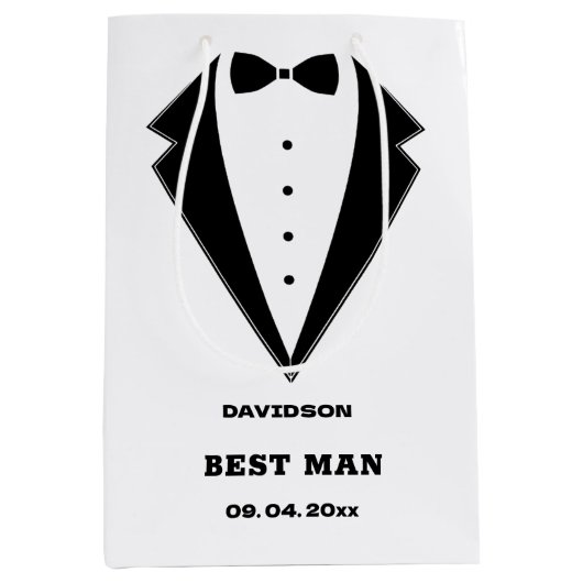 Groomsmen voorstel tas, team bruidegom gepersonali medium cadeauzakje (Voorkant)