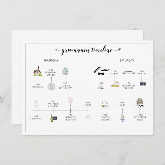 Groomsmen Weddendag Tijdschema van evenementen Pro (Voorkant / Achterkant)