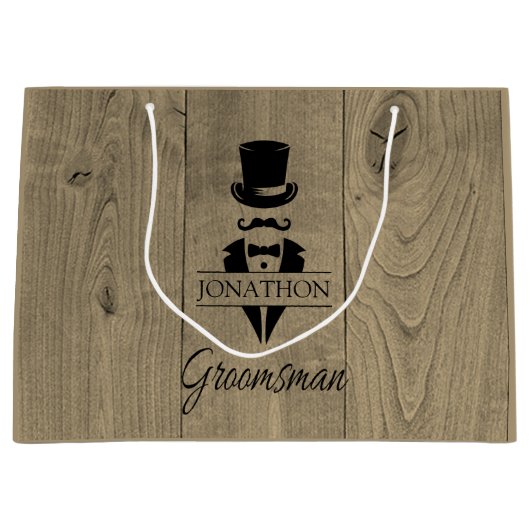 Groomsmen Weddenschap Middelgrote Gift Bag Groot Cadeauzakje (Voorkant)