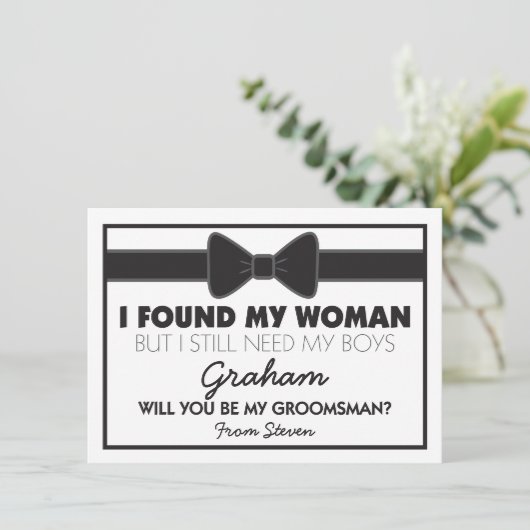 Groomsmen Wedding Bow Stropdas Kaart (Staand voorkant)