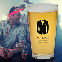 Groomsmen Zwart Stropdas Tuxedo Suit Naam en datum