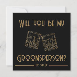 Groomsperson Uitnodiging Kaart Whiskey Glasses