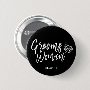 GroomsWoman   Manuscript write Black Wedding Ronde Button 5,7 Cm
