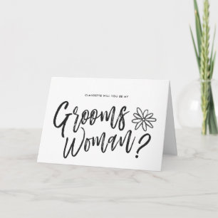 GroomsWoman   Schrijven van bruiloft met script Kaart
