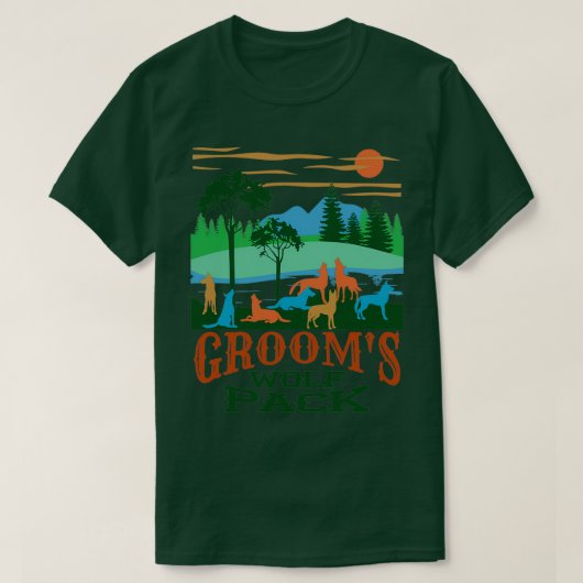 Groomx27s Wolf Pack Wedding T-shirt (Design voorkant)