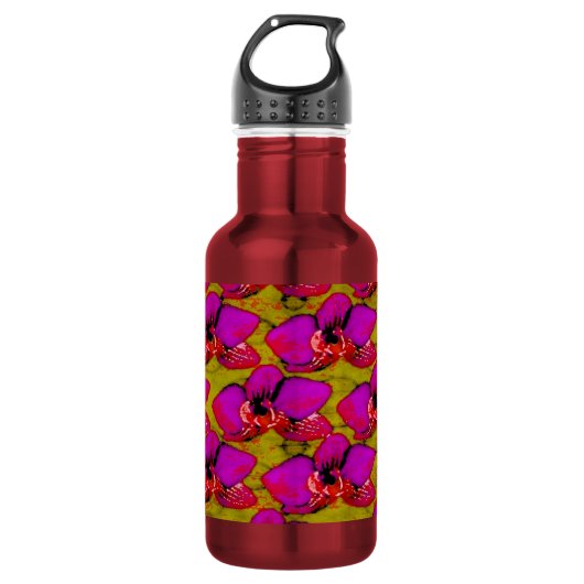 Grooovy Magenta Bloemendesign Waterfles (Voorkant)
