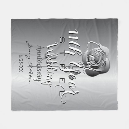 Groot 11e Jubileum Roos  Fleece Deken (Voorkant (Horizontaal))