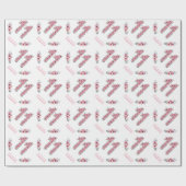 Groot 11e meisje roze bloemen groene olievlek cadeaupapier (Vlak)