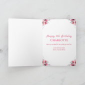 Groot 11e verjaardag meisje roze bloemen groene ol kaart (Binnen)