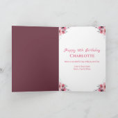 Groot 12e verjaardag Roze bloemen Groen olievlek m Kaart (Binnen)