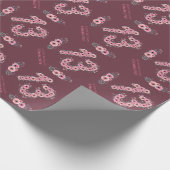 Groot 13e meisje roze bloemen groene olievlek verj cadeaupapier (Hoek)