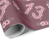 Groot 13e meisje roze bloemen groene olievlek verj cadeaupapier (Rol Hoek)