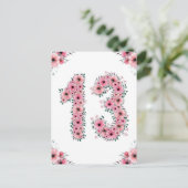 Groot 13e verjaardag Roze bloemen meisje Groene ol Briefkaart (Staand voorkant)