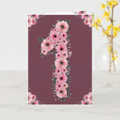 Groot 1-jarig meisje roze bloemen groene olie kaart (Gele Bloem)