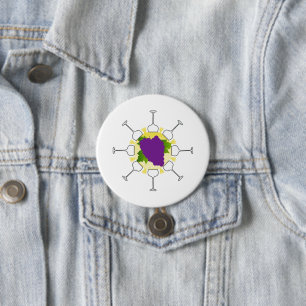 Groot, 3-inch ronde Button, wit Button 7,6 Cm