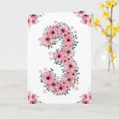 Groot 3e verjaardag Roze bloemen Groene olievlek m Kaart (Gele Bloem)