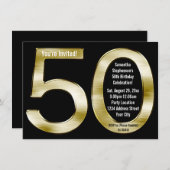 Groot 5-0 Metallic-look goud 50ste verjaardagsfees Kaart (Voorkant / Achterkant)