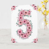 Groot 5e verjaardag meisje roze bloemen groene oli kaart (Gele Bloem)