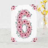 Groot 6-jarig meisje Roze bloemen groene olie Kaart (Gele Bloem)