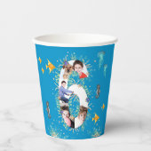 Groot 6 onder het Zee Birthday Foto Collage Papieren Bekers (Voorkant)