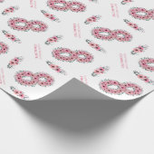 Groot 8-jarig meisje roze bloemen groene olie cadeaupapier (Hoek)