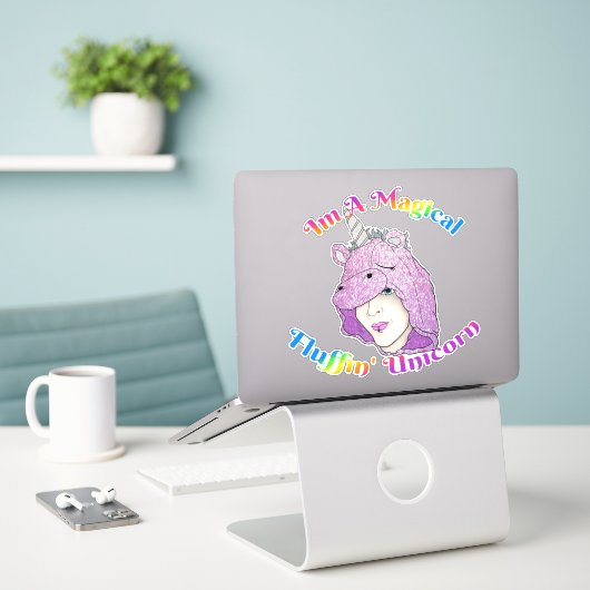 Groot 8 x 8 inch vinylsticker met aangepaste snede sticker (Laptop op bureau)