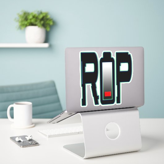 Groot 8 x 8 inch vinylsticker met aangepaste snede sticker (Laptop op bureau)