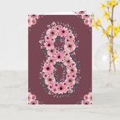 Groot 8e verjaardag Roze bloemen Groene olievlek m Kaart (Gele Bloem)