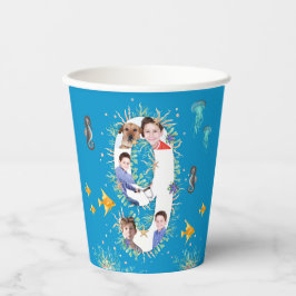 Groot 9e foto onder het Zee Birthday Foto Collage Papieren Bekers