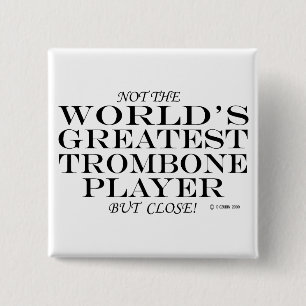 Groot aantal trombone Player Close Vierkante Button 5,1 Cm