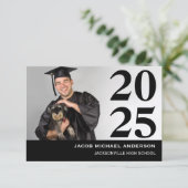 Groot aantal zwart - 3x5 Afstuderen aankondiging (Staand voorkant)