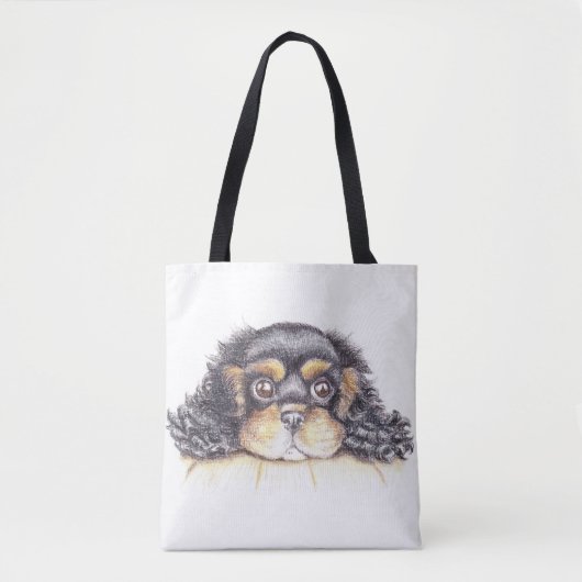 Groot afdrukTas met Puppy Max van de Cavalier Tote Bag (Voorkant)