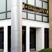 Groot Afstuderen in openlucht - zwart/goudbanner Spandoek (Buitenkant Gebouw)