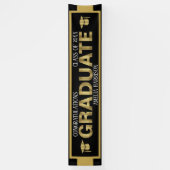 Groot Afstuderen in openlucht - zwart/goudbanner Spandoek (Verticaal)