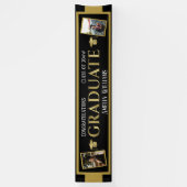 Groot Afstuderen in openlucht - zwart & goudfotoba Spandoek (Verticaal)