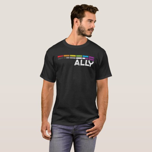 Groot Ally Bars Equality LGBTQ Aseksuele Vlag Ace  T-shirt (Voorkant volledig)