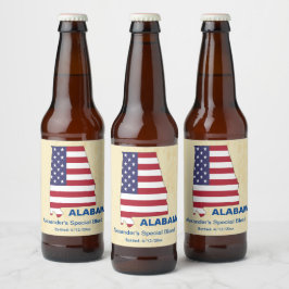 GROOT AMERIKAANS ALABAMA STATE MONOGRAM BIER ETIKET