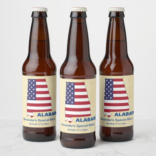 GROOT AMERIKAANS ALABAMA STATE MONOGRAM BIER ETIKET (Flessen)