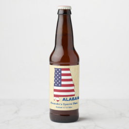 GROOT AMERIKAANS ALABAMA STATE MONOGRAM BIER ETIKET