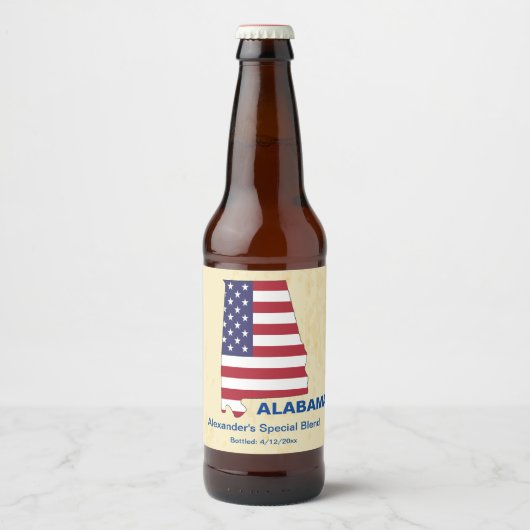 GROOT AMERIKAANS ALABAMA STATE MONOGRAM BIER ETIKET (Voorkant)