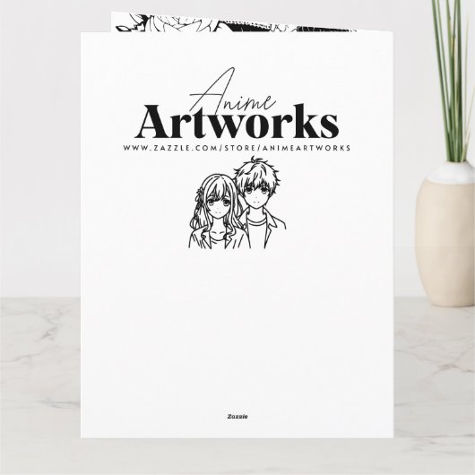 Groot  anime meisje gepersonaliseerde verjaardag kaart (Achterkant)