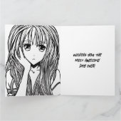 Groot anime meisje met hoofdtelefoon kat oren verj kaart (Binnen)