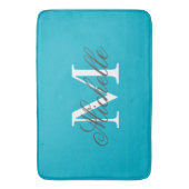 Groot aqua turquoise blauw monogram badmat (Voorkant Verticaal)