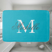 Groot aqua turquoise blauw monogram badmat