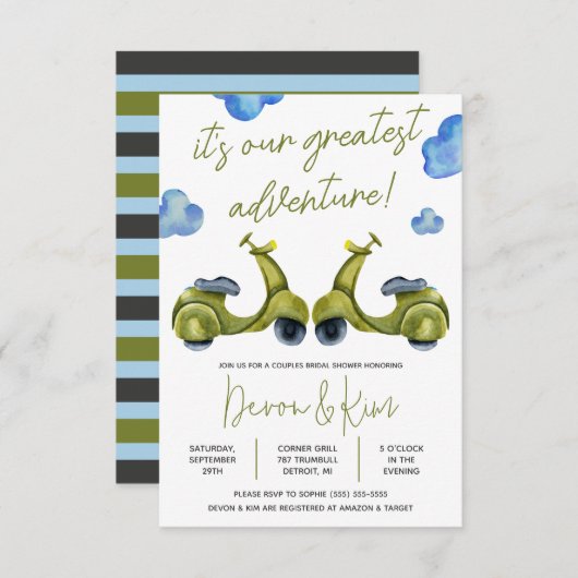 Groot avontuur, scooter, Vrijgezellenfeest van par Kaart (Voorkant / Achterkant)