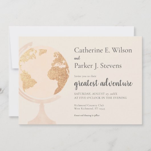 Groot avontuur Wereld Wereldbol - gouden weddensch Kaart (Voorkant)