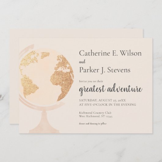 Groot avontuur Wereld Wereldbol - gouden weddensch Kaart (Voorkant / Achterkant)