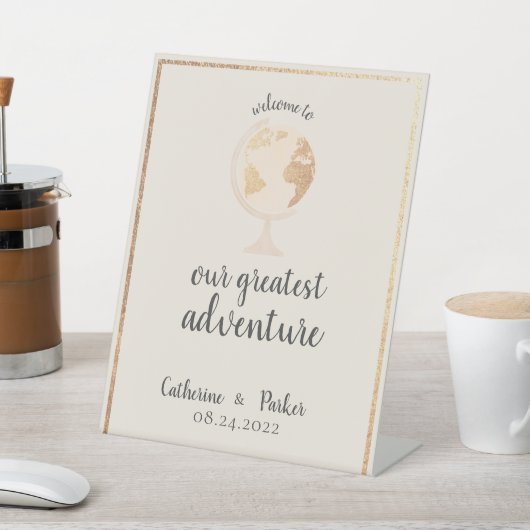 Groot avontuur Wereld Wereldbol Kaart reizen bruil Reclamebord Met Voetstuk (Insitu)