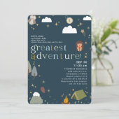 Groot avontuurlijk jongetje marinblauw Baby shower Kaart (Staand voorkant)